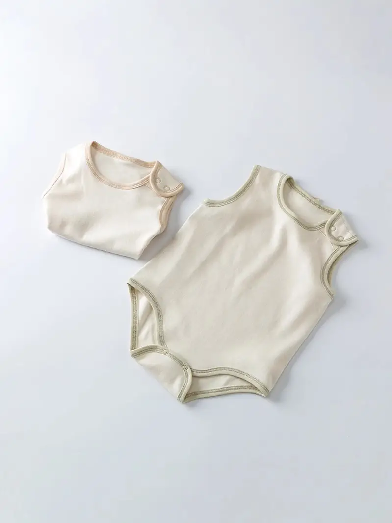 Sleeveless Cotton Baby Jumpsuits Beige Summer
