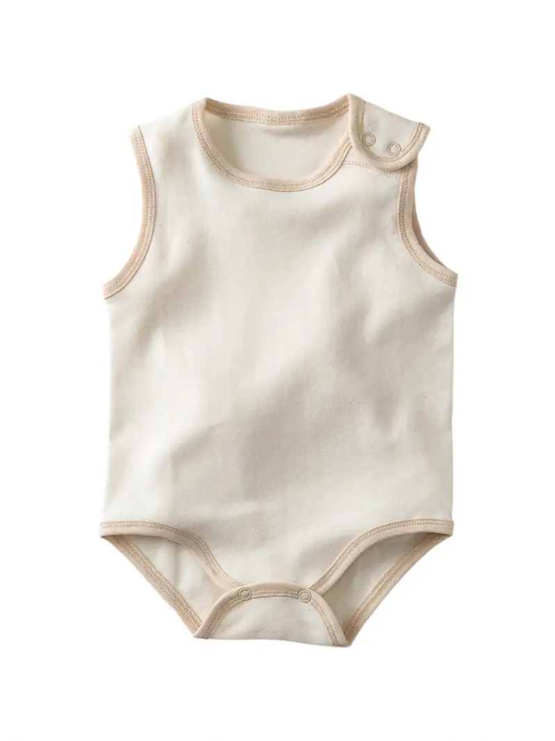 Sleeveless Cotton Baby Jumpsuits Beige Summer