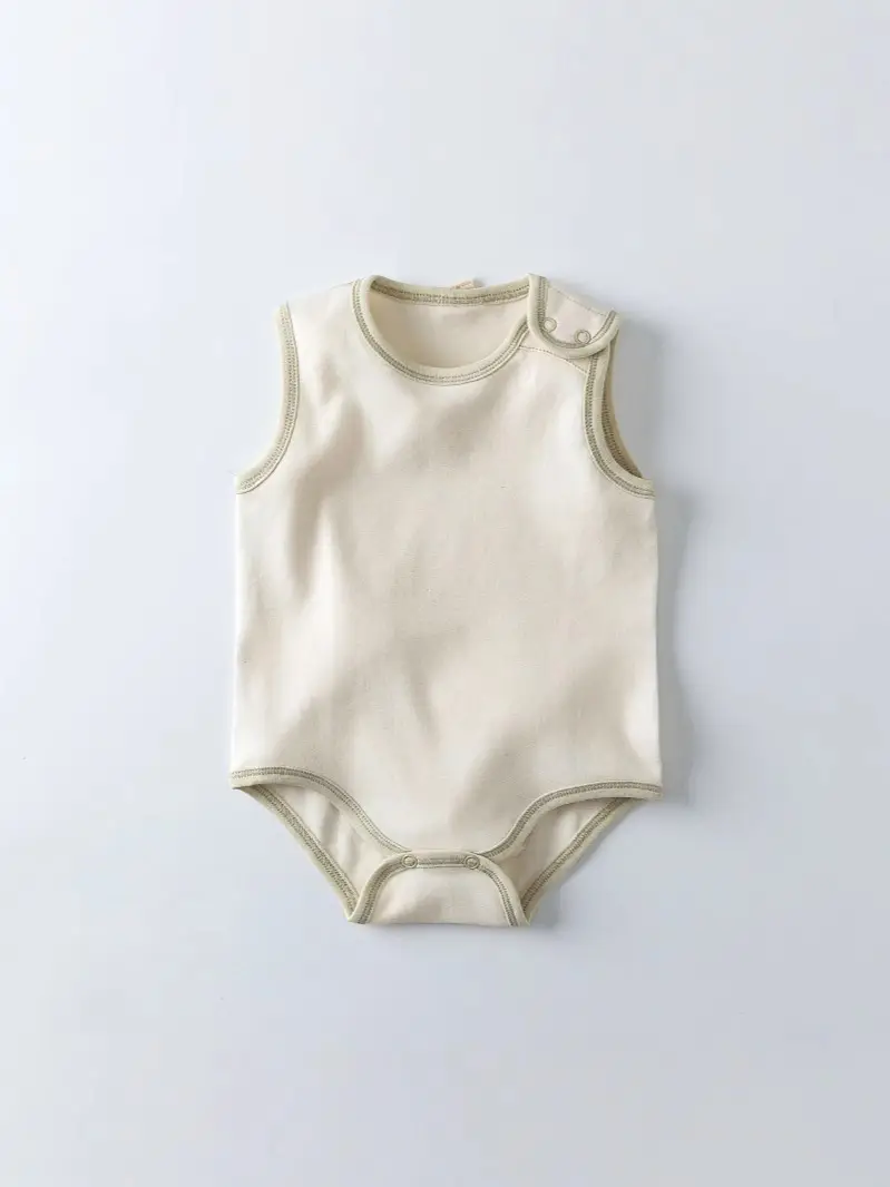Sleeveless Cotton Baby Jumpsuits Beige Summer