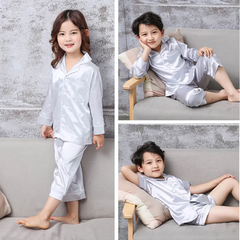 Girls Silk Pajama Set Rose Gold Korean Design