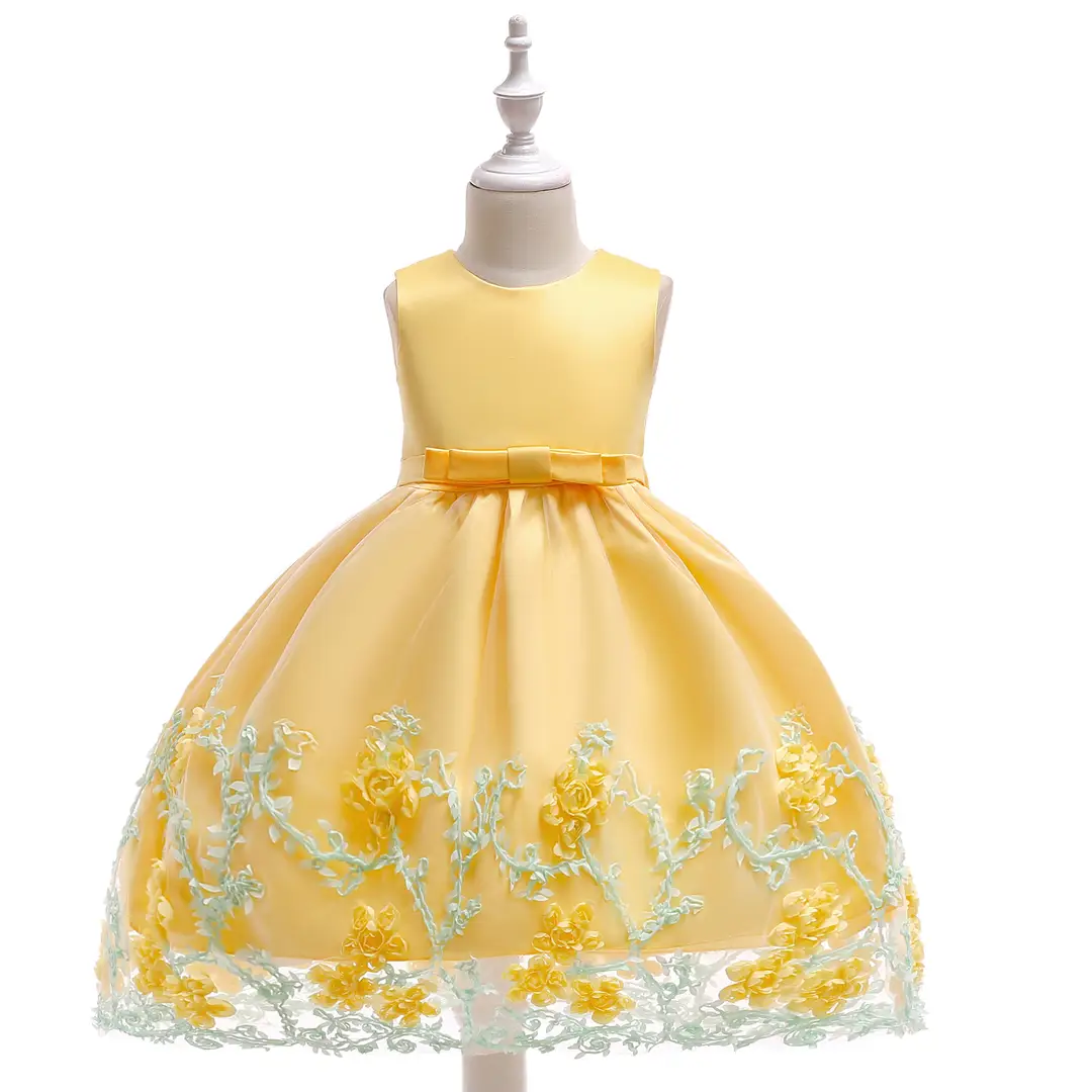 Pink Princess Dress for Girls with Floral Embroidery