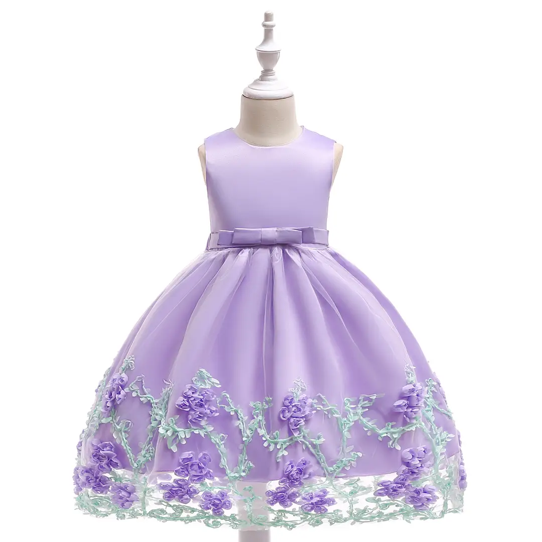Pink Princess Dress for Girls with Floral Embroidery