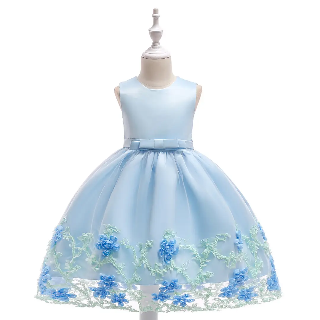 Pink Princess Dress for Girls with Floral Embroidery