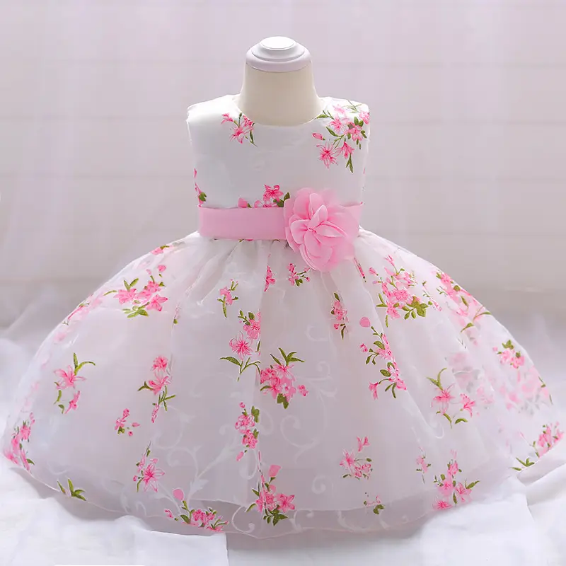 Pink Floral Princess Dress for Girls One Year