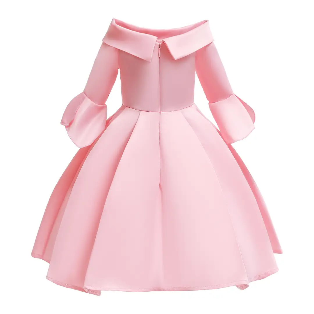 Pink Floral Embroidered Princess Dress for Girls 3-8Y
