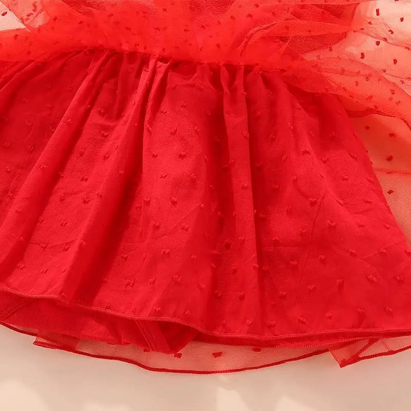 Baby Red Ruffled Dress Lightweight Summer Wear