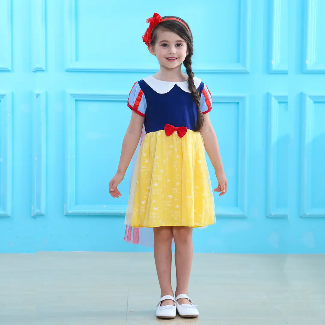 Snow White Princess Dress for Girls Yellow Tulle Summer Wear