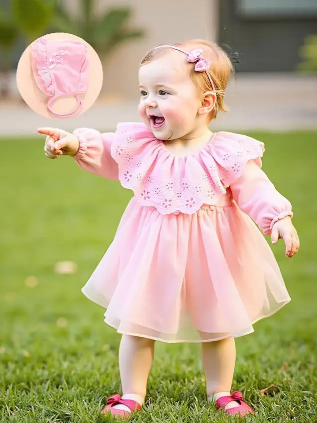 Red Lace Baby Dress for Girls 6-1Yr Cotton