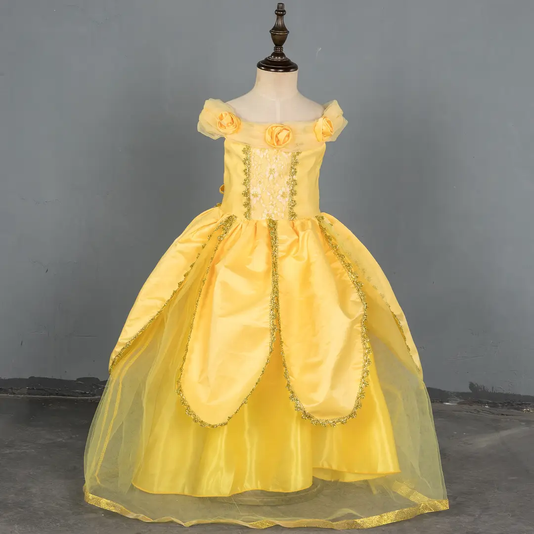 Yellow Princess Dress for Girls 3-8 Years