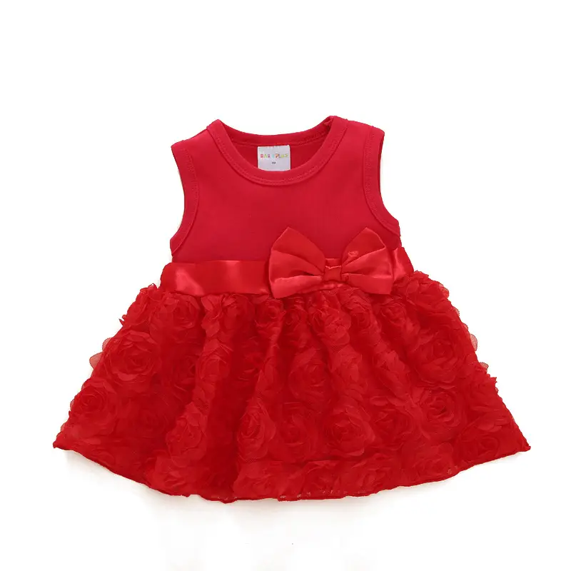 Red Sleeveless Princess Dress with Bow for Baby 0-3M