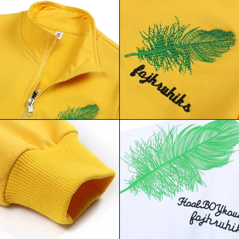 Pakistani Boys Feather Embroidered 3-Piece Suit Yellow Black