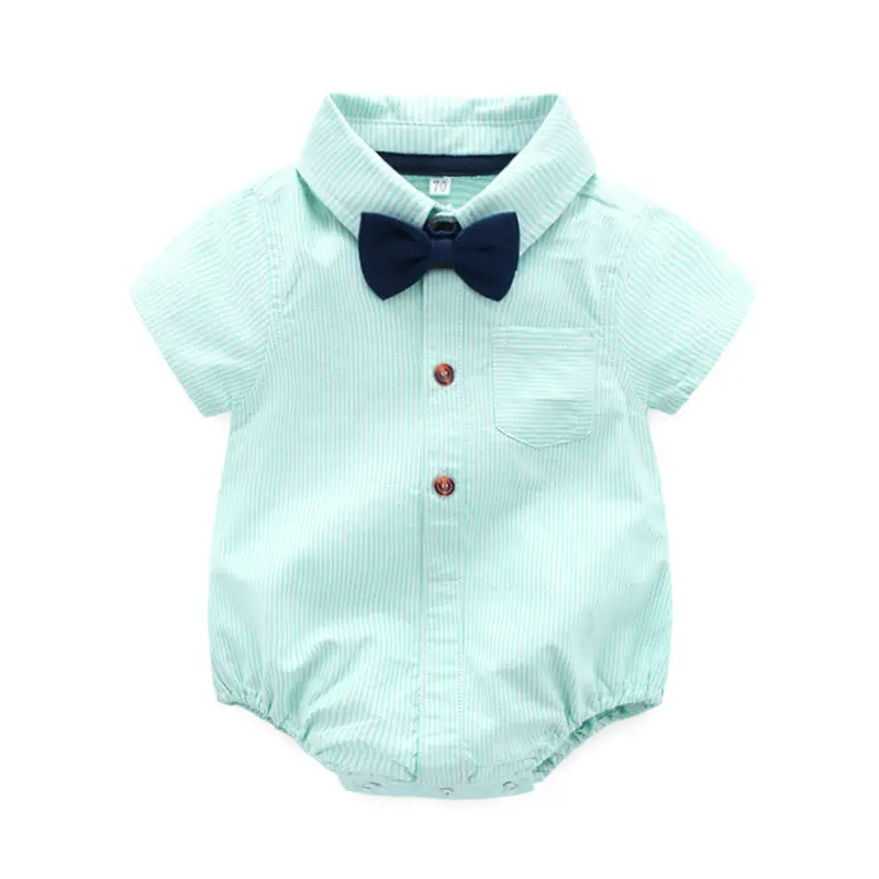 Baby Romper Set Navy Bow Tie Candy Green Shorts