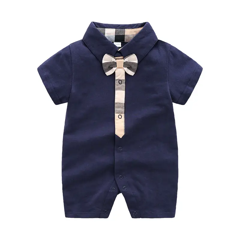 Baby Rompers Navy White Bow Tie Cotton Summer Wear