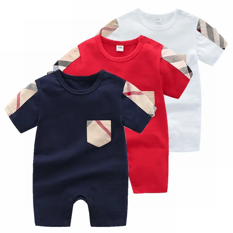 Baby Checkered Jumpsuit Set Cotton Summer 3 Colors
