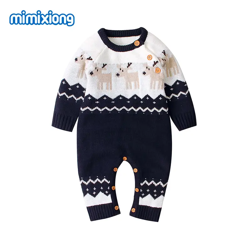 Christmas Knitted Jumpsuit Red White Kids for Boys Girls