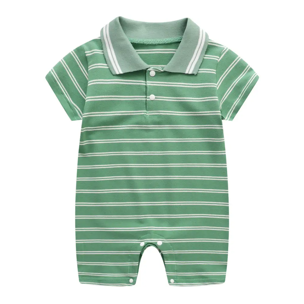 Baby Striped Rompers Set of 6 with Polo Collar