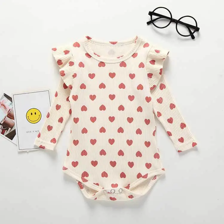 Baby Heart Long Sleeve Onesie Cotton Spring Wear