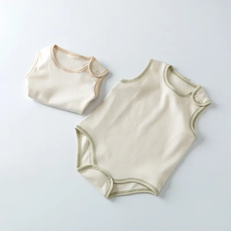 Sleeveless Cotton Baby Suit Cream White