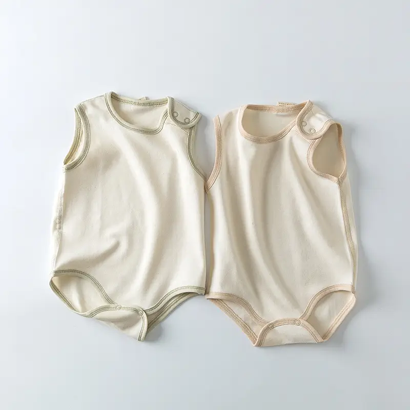 Sleeveless Cotton Baby Suit Cream White