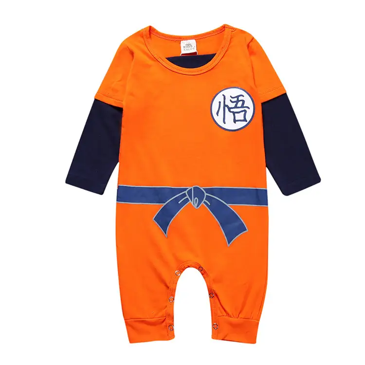 Sun Wukong Baby Jumpsuits Orange Black Summer Playwear