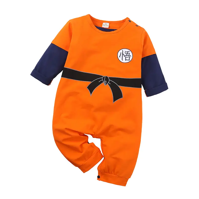 Sun Wukong Baby Jumpsuits Orange Black Summer Playwear