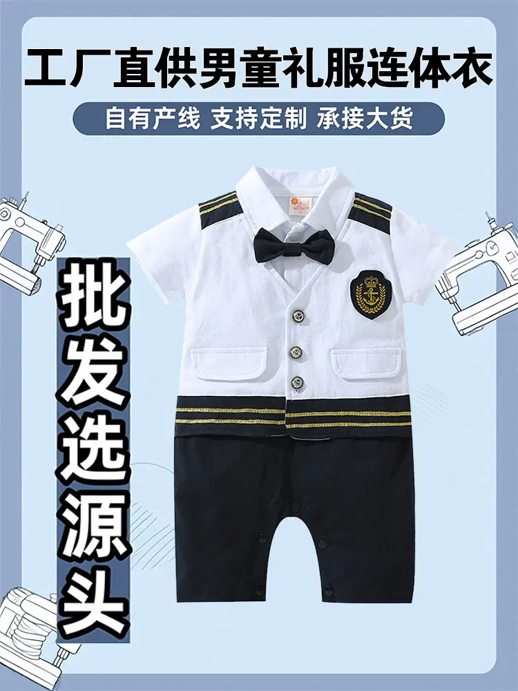 Boy's Navy White Bow Tie Shorts Set for Weddings & Parties