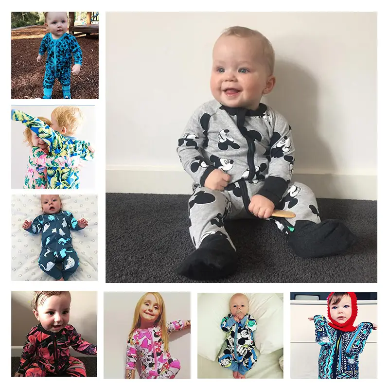 Baby Cotton Jumpsuits Cartoon Print Full Body Soft Warm