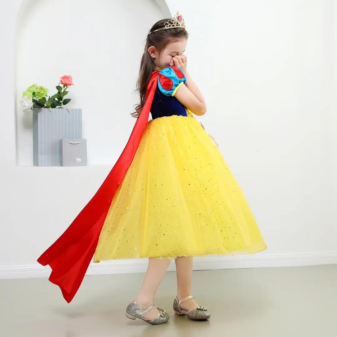 Princess Yellow Tulle Dress with Capes for Kids