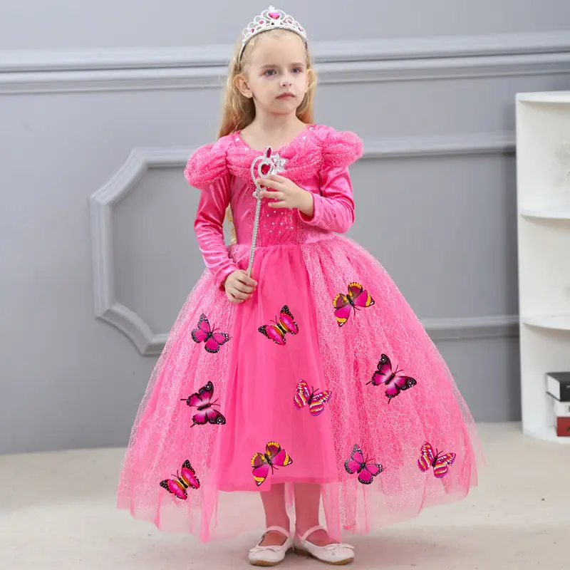 Pink Butterfly Princess Dress for Girls Medium to Large