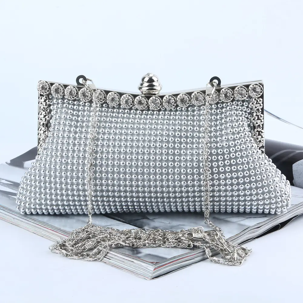 Silver Rhinestone Clutch for Weddings & Parties