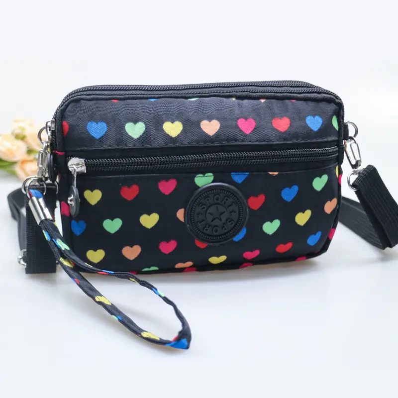 Pink Heart Crossbody Bag with 4 Zippers for Women