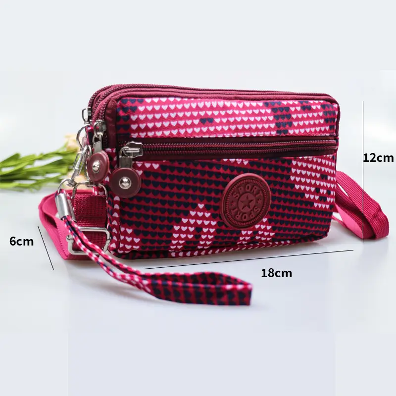 Pink Heart Crossbody Bag with 4 Zippers for Women