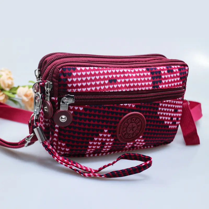Pink Heart Crossbody Bag with 4 Zippers for Women