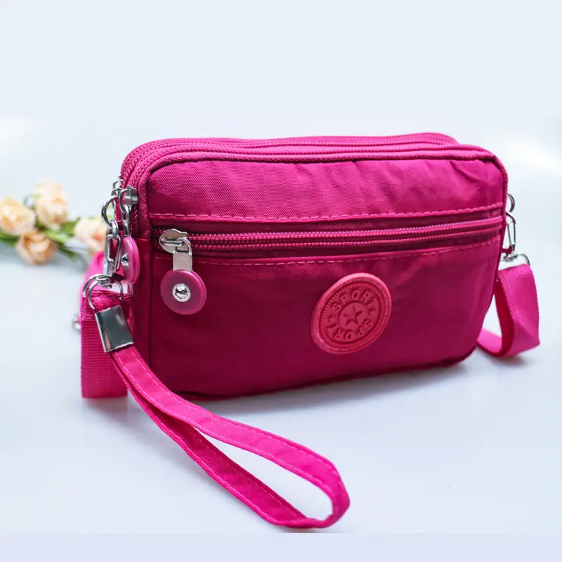 Pink Heart Crossbody Bag with 4 Zippers for Women