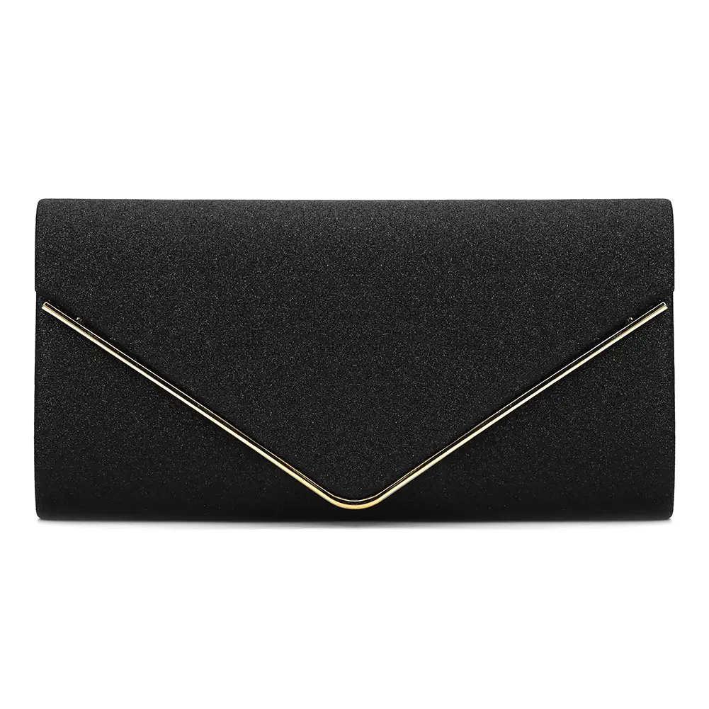 Black Glitter Envelope Clutch Bag for Women Evening Use
