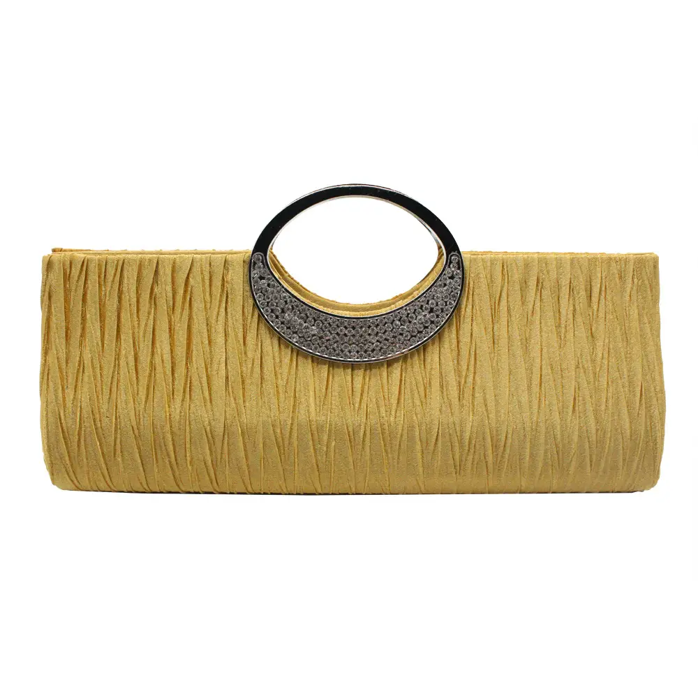 Pink Pleated Rhinestone Clutch Bag for Women