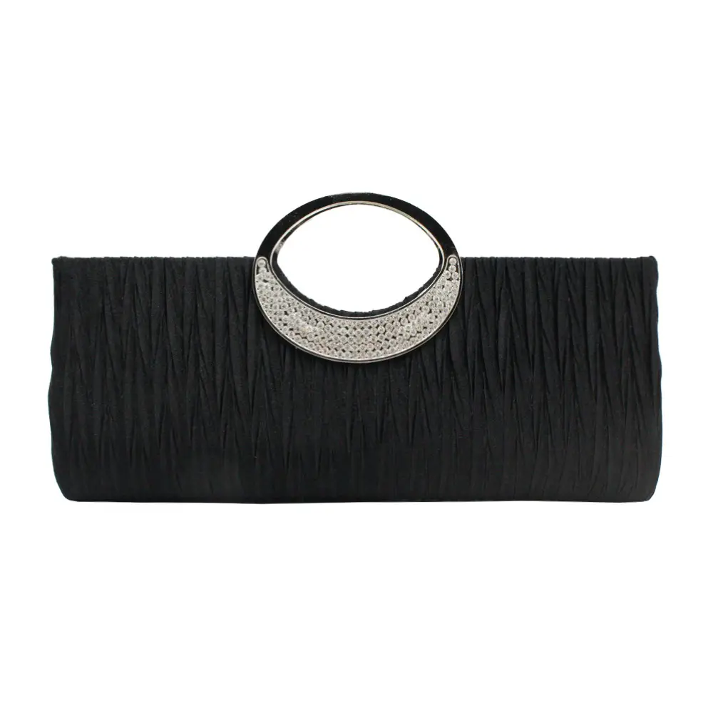 Pink Pleated Rhinestone Clutch Bag for Women