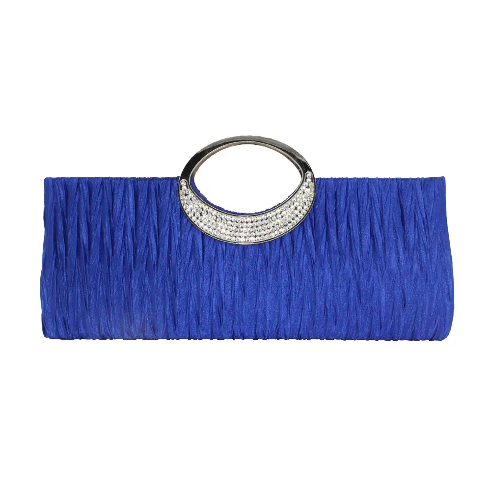 Pink Pleated Rhinestone Clutch Bag for Women