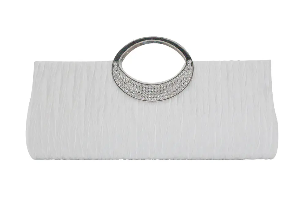 Pink Pleated Rhinestone Clutch Bag for Women