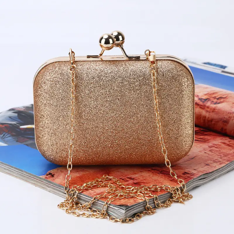 Gold Sparkle Clutch Bag for Wedding Evening Use