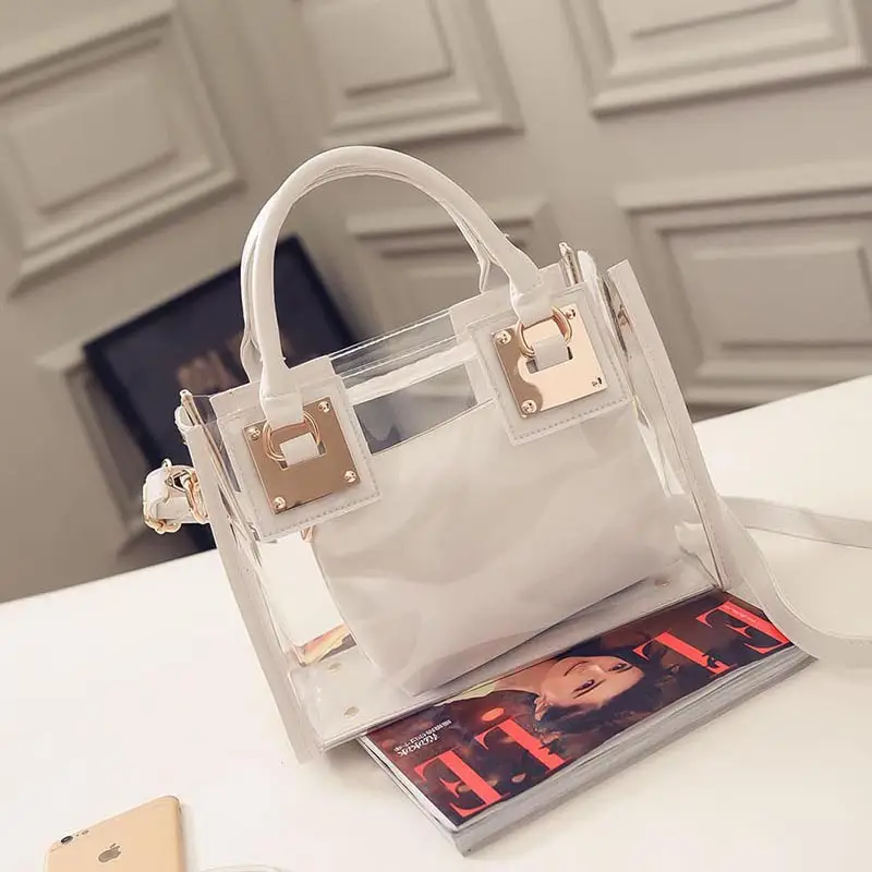 Transparent White Jelly Crystal Shoulder Bag for Women