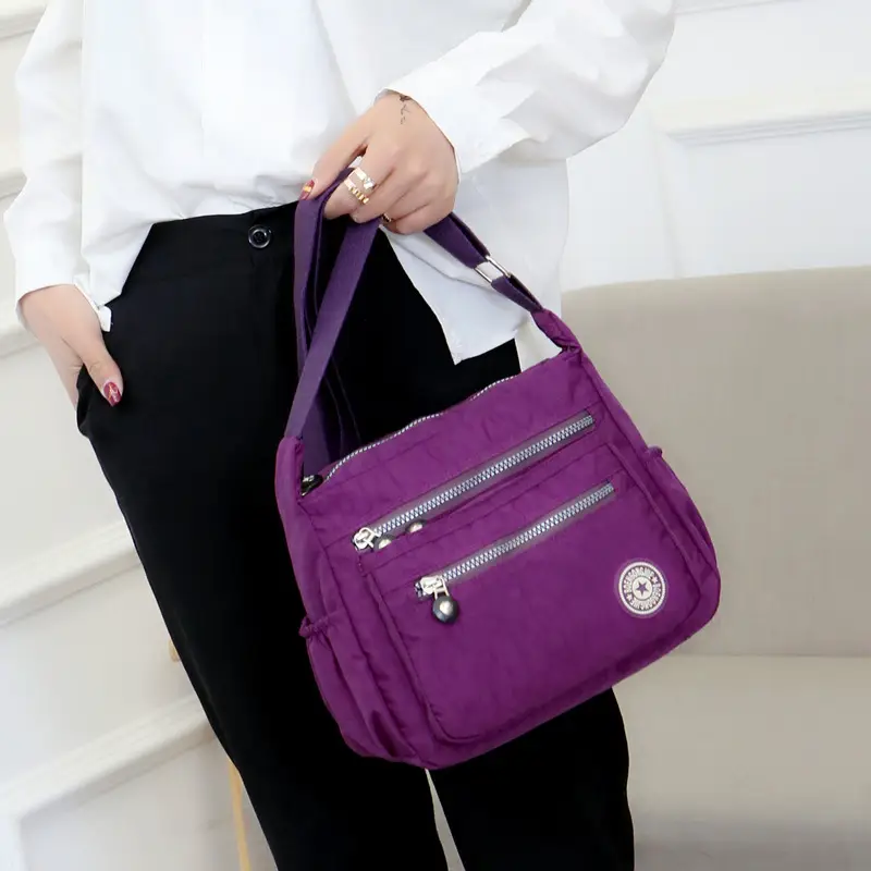 Women's Waterproof Nylon Crossbody Bag Dark Blue Casual