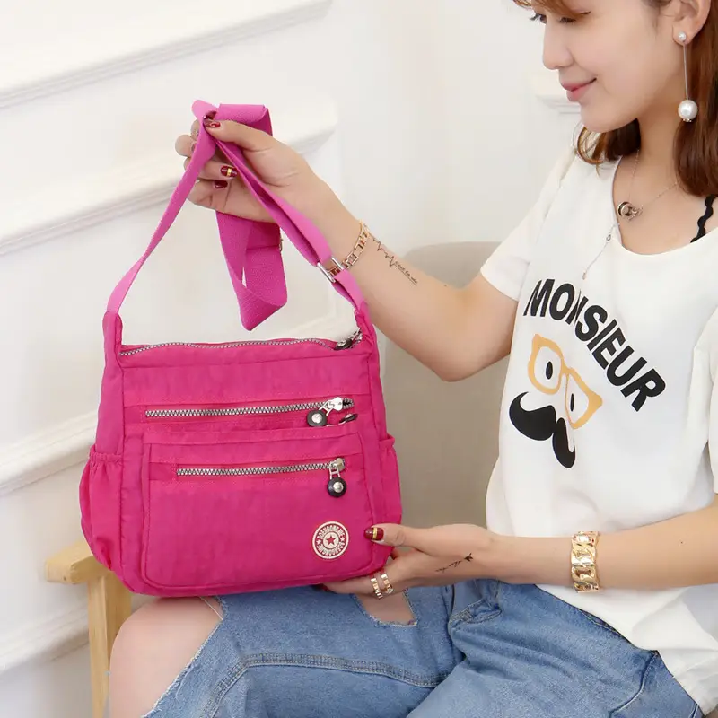 Women's Waterproof Nylon Crossbody Bag Dark Blue Casual