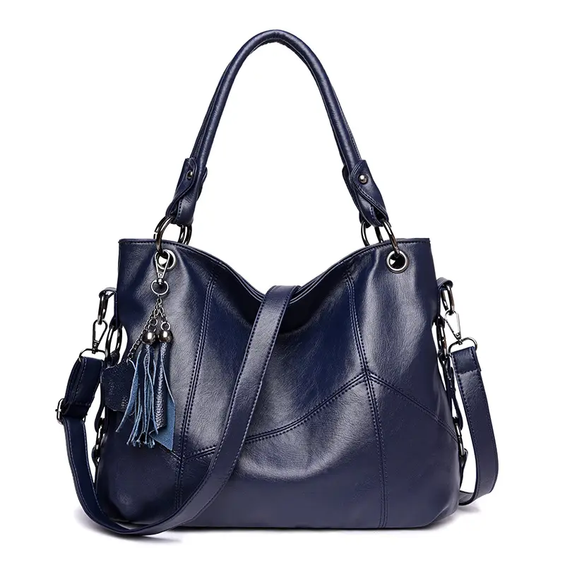 Red Soft Leather Crossbody Bag with Tassel for Women