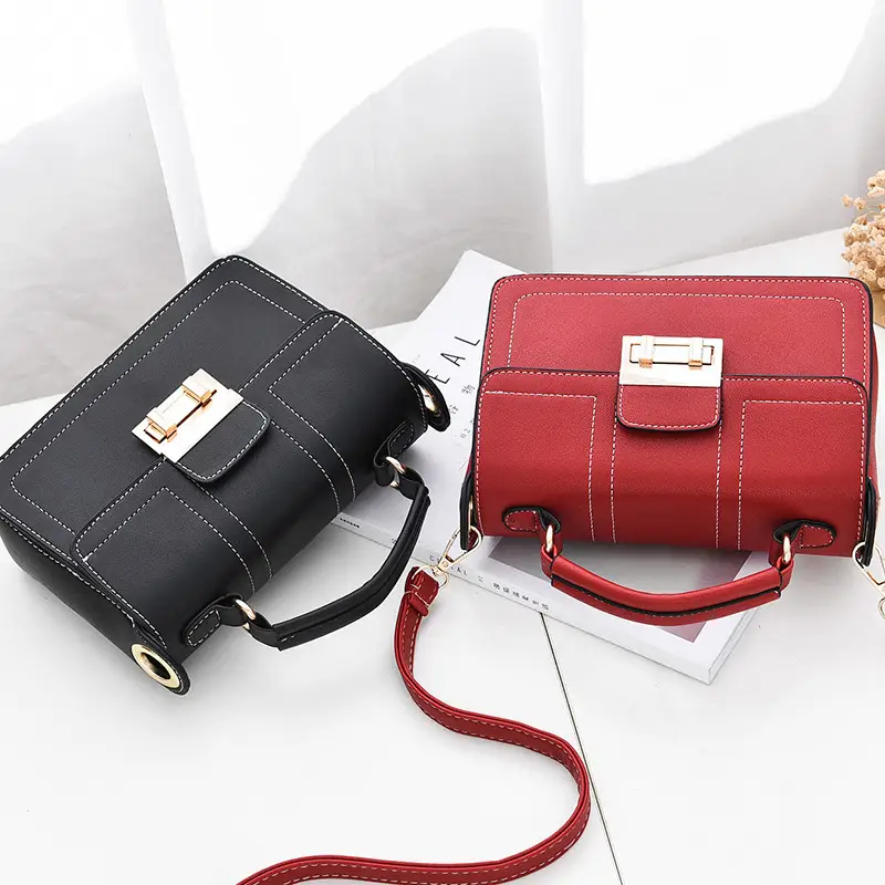 Women's Black Crossbody Bag with Gold Hardware