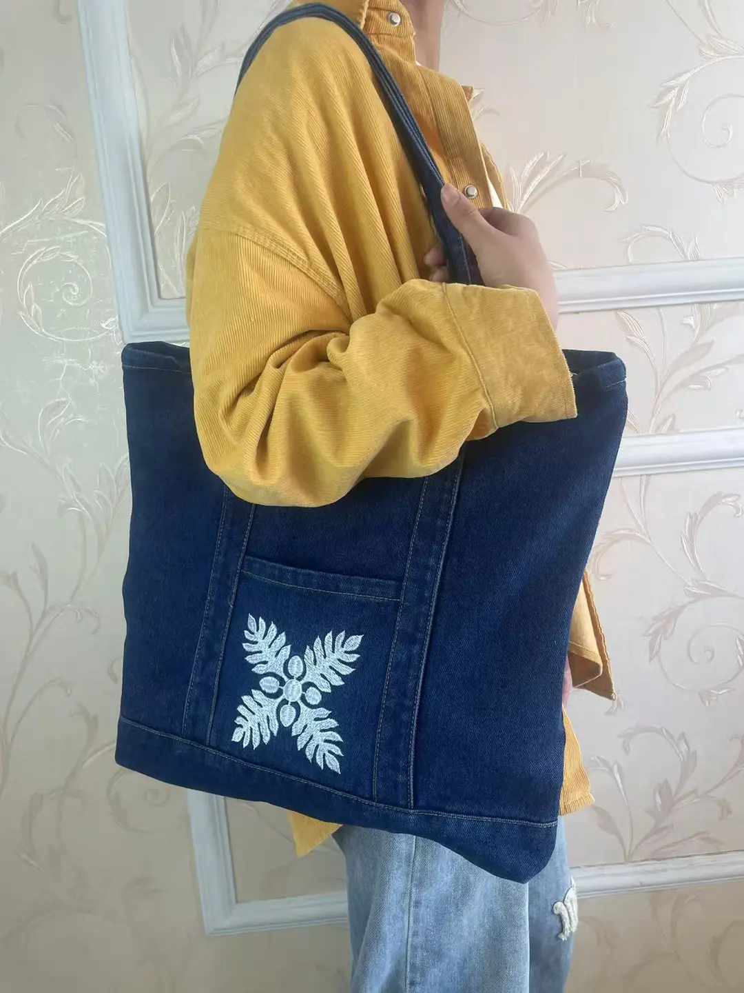 Denim Tote Bag for Women Large Shoulder Bag
