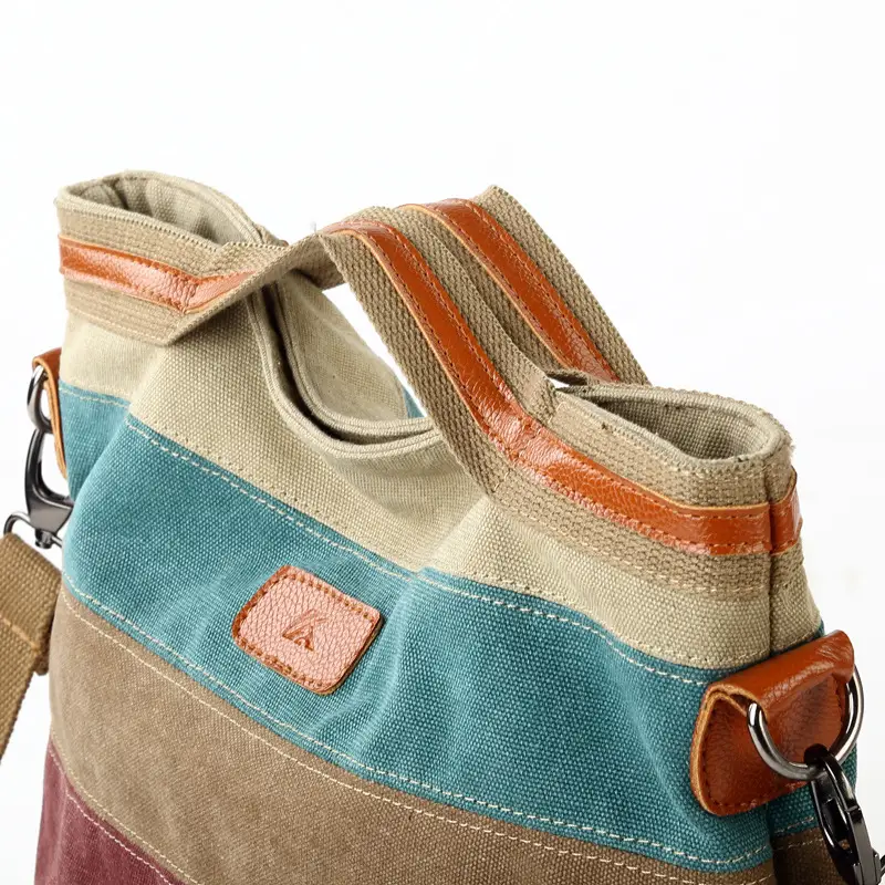 Women Canvas Retro Striped Shoulder Bag