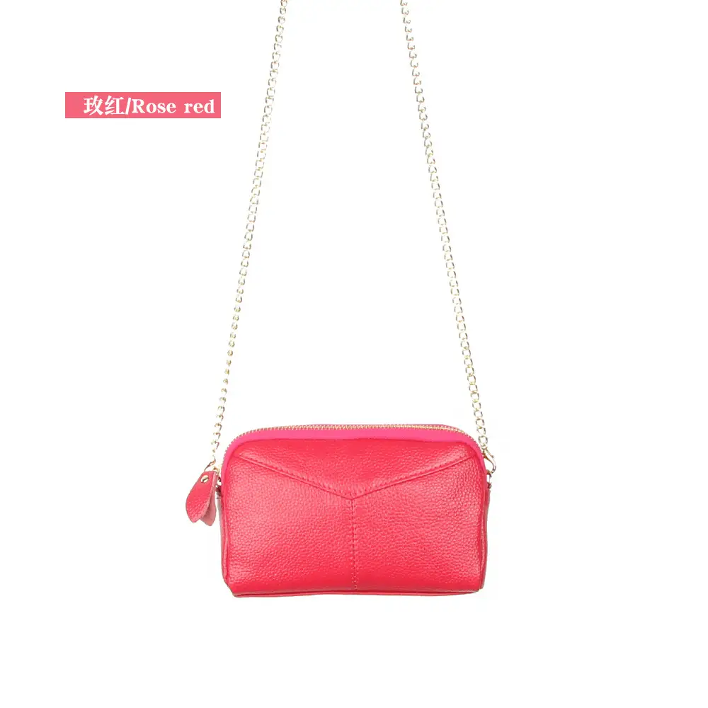Women's Leather Crossbody Bag Red Black Pink Zipper