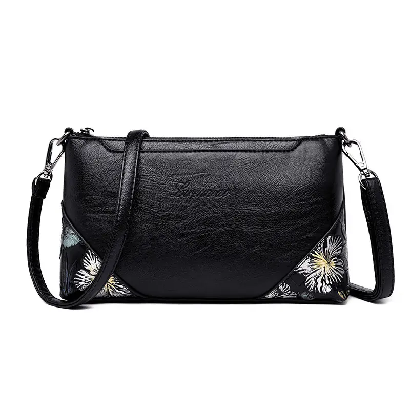 Women's Floral Crossbody Clutch Bag Black Polyester Daily Use