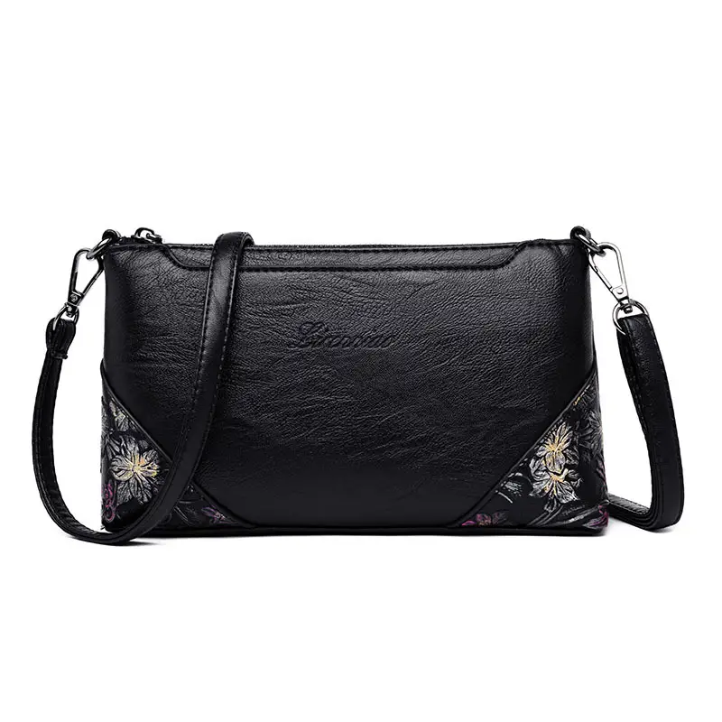 Women's Floral Crossbody Clutch Bag Black Polyester Daily Use
